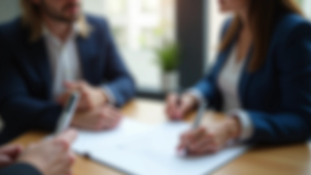 Casal a assinar contrato de propriedade com advogado