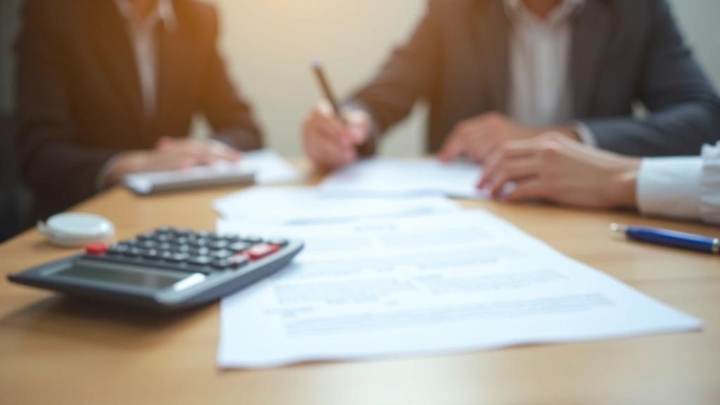 Documentos financeiros e calculadora sobre mesa, representando planeamento de pensão de alimentos e despesas parentais